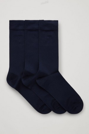 COS 3-Pack Mercerised Coton Socks Bleu Marine | 806541-NRM