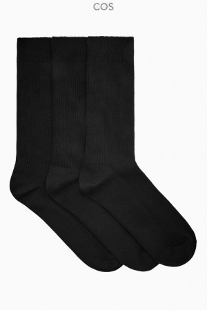 COS 3-Pack Nervuré Socks Noir | 358271-QAG