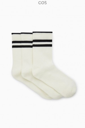 COS 3-Pack Nervuré Sport Socks Off-White | 025638-KGD