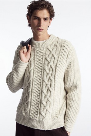 COS Cable-Knit Laine Jumper Vert Foncé | 741325-XPI