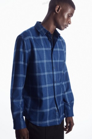 COS Checked Laine Shirt Bleu | 509761-SJM