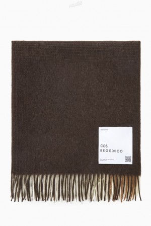 COS Checked Lambswool And Cashmere Blanket Marron | 289764-EJF