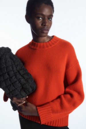 COS Chunky Pure Cashmere Crew-Neck Pull Orange | 231584-NHB