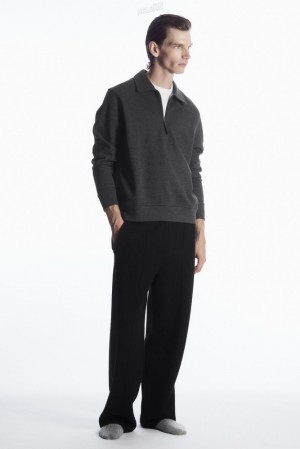 COS Collared Half-Zip Sweatshirt Grise | 893207-CYL