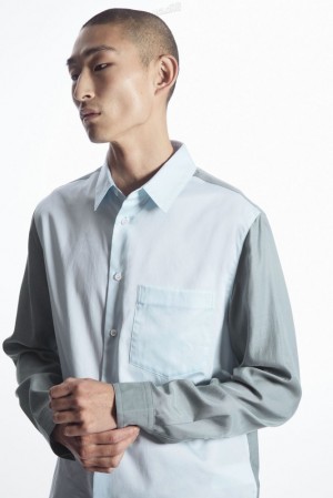 COS Colour-Block Tailored Shirt - Relaxed Bleu Clair | 673852-CTB