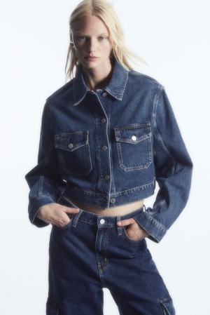 COS Cropped Denim Jacket Bleu | 709361-LXT