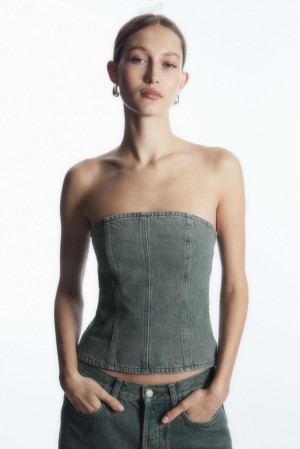 COS Denim Bustier Bleu | 204536-PTV