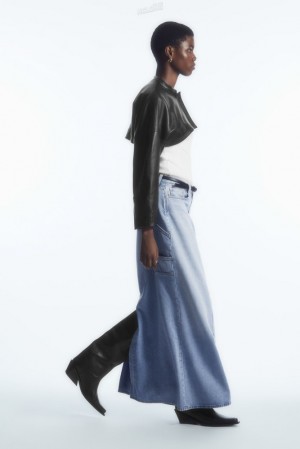 COS Denim Maxi Skirt Bleu Clair | 376402-USM