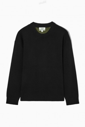 COS Double-Faced Merino Laine Pull Noir | 284573-YTV