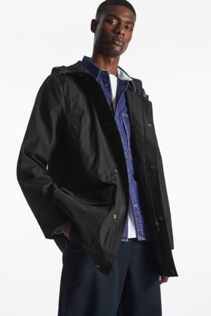 COS Encapuchonné Nylon Parka Noir | 591602-BFT