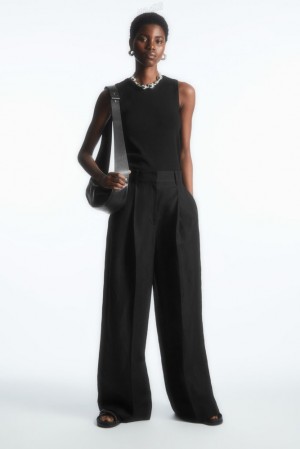 COS High-Waisted Larges-Leg Pants Noir | 653982-OVY