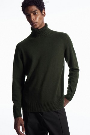 COS Laine-Cashmere Turtleneck Jumper Vert Foncé | 258317-BQE