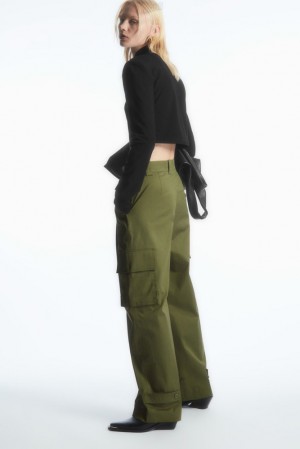 COS Larges-Leg Cargo Pants Kaki | 375682-EYU