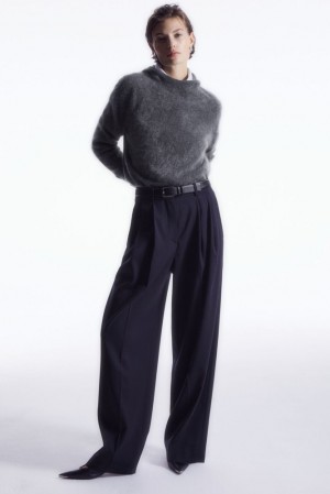 COS Larges-Leg Tailored Laine Pants Bleu Marine | 279306-GDU