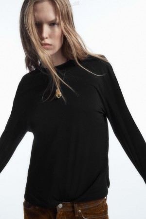 COS Larges-Sleeved Top Noir | 135482-YTH