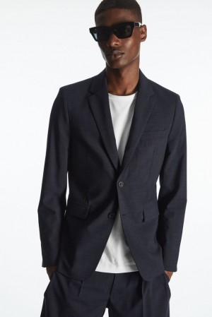 COS MéLange Laine Blazer - Slim Bleu Marine | 394015-TVK