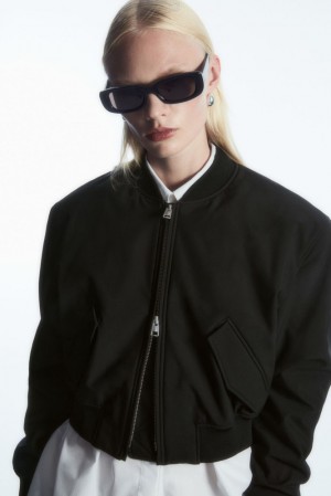 COS Oversized Cropped Bomber Jacket Noir | 341587-OIU