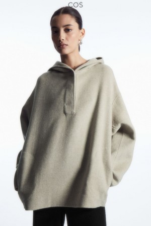 COS Oversized Double-Faced Laine Hoodie Beige Clair | 079138-RMK