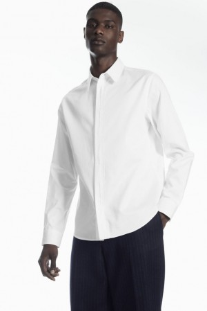 COS Plissé-Placket Robe Shirt - Regular Bleu Marine | 937842-MCQ