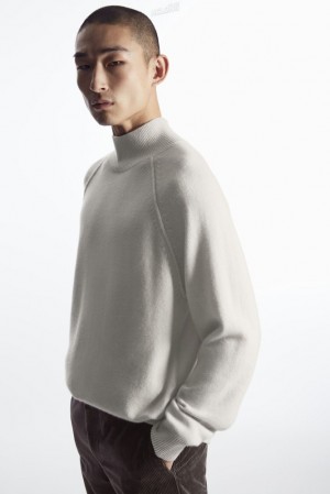 COS Pure Cashmere Funnel-Neck Jumper Beige Clair | 713248-KAU