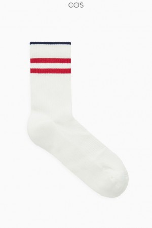 COS Rayé Sports Socks Blanche | 275869-PED