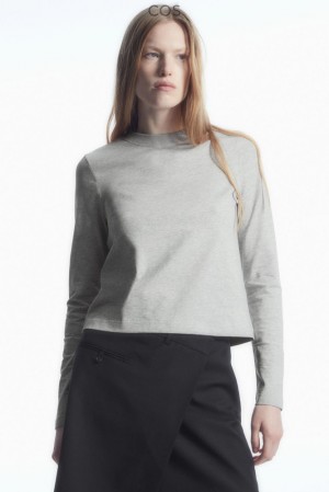 COS Regular-Fit Heavyweight Long-Sleeved T-Shirt Blanche | 302156-IXO