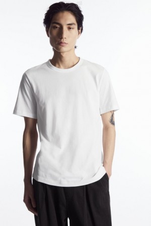 COS Regular-Fit Mid-Weight Brushed T-Shirt Blanche | 084956-CEO