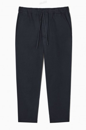 COS Relaxed-Fit Drawstring Twill Pants Bleu Marine | 314860-IXQ