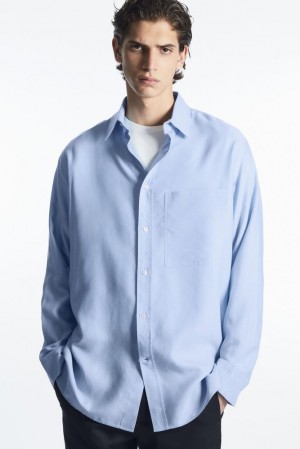 COS Relaxed-Fit Legere Shirt Bleu Clair | 396185-ENK