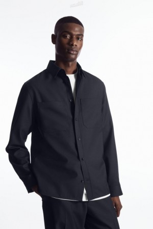 COS Relaxed Utility Shirt Bleu Marine | 831245-DPG