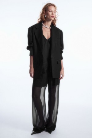 COS Sheer Silk Trousers Noir | 857421-OQY