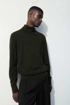 COS The Merino Laine Roll-Neck Jumper Vert Foncé | 657130-SIO