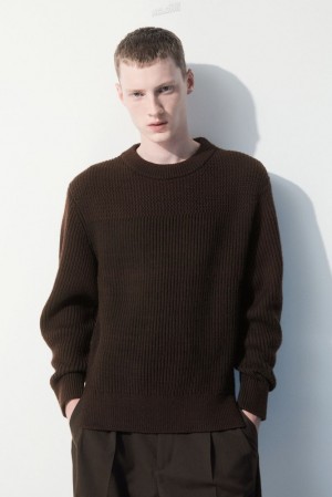 COS The Panelled Laine Jumper Marron Foncé | 609815-HJN