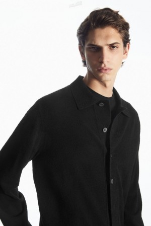 COS Tricoté Textured Overshirt Noir | 196745-IBQ