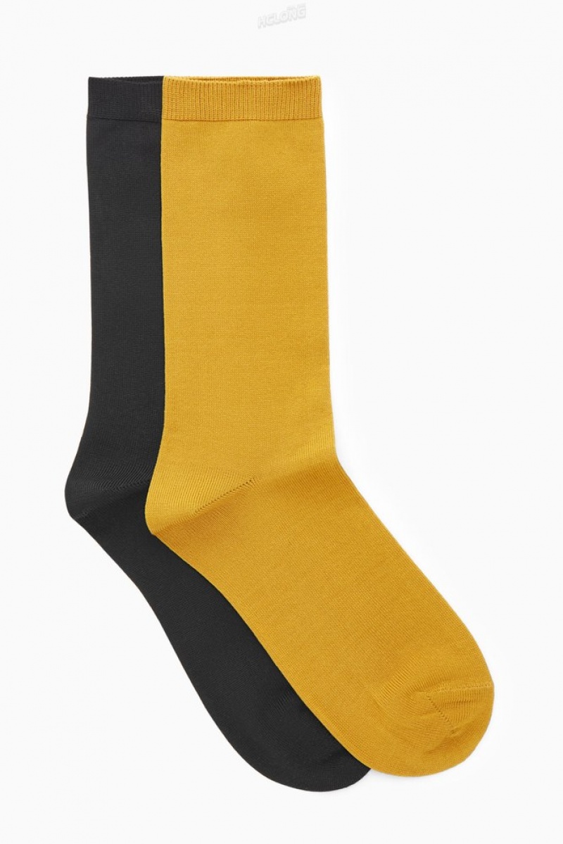 COS 2-Pack Mercerised Coton Socks Noir | 645280-KBR