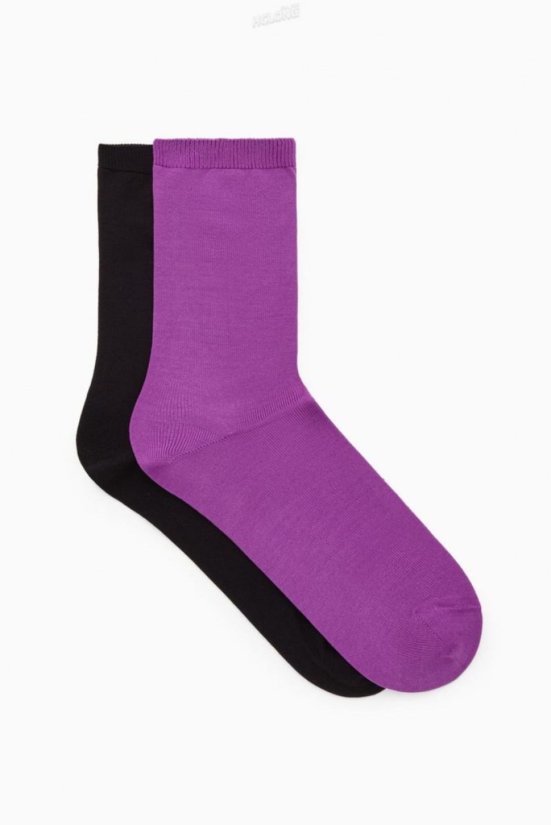 COS 2-Pack Mercerized Coton Socks Noir | 247350-BFN