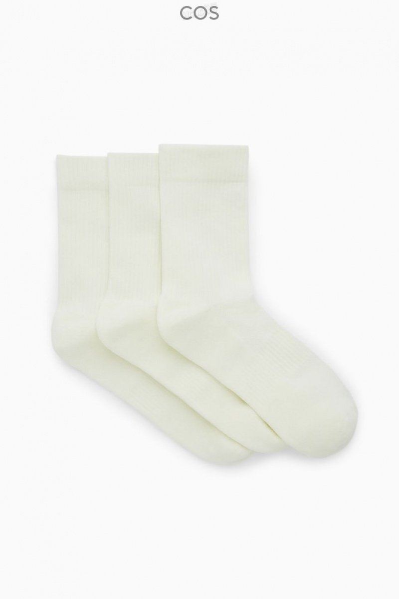 COS 3-Pack Nervuré Sport Socks Off-White | 806234-CXT