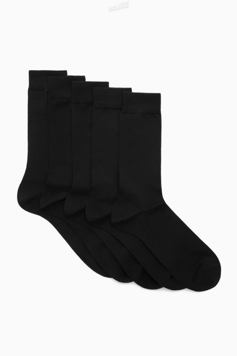 COS 5-Pack Mercerized Coton Socks Noir | 351964-PHB