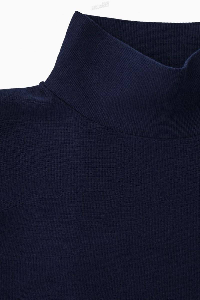 COS A-Line Funnel-Neck Top Bleu Marine | 281970-GTD