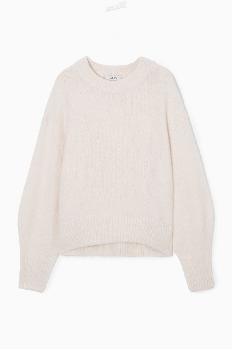 COS Alpaca-Blend Crew-Neck Jumper Blanche | 619230-KWN