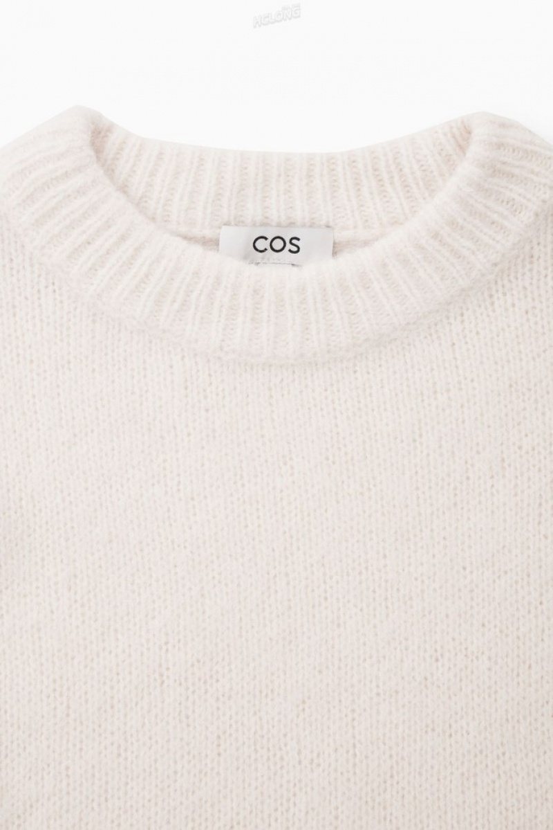 COS Alpaca-Blend Crew-Neck Jumper Blanche | 619230-KWN