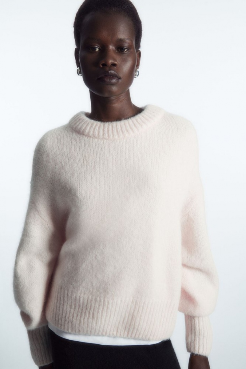 COS Alpaca-Blend Crew-Neck Jumper Blanche | 619230-KWN