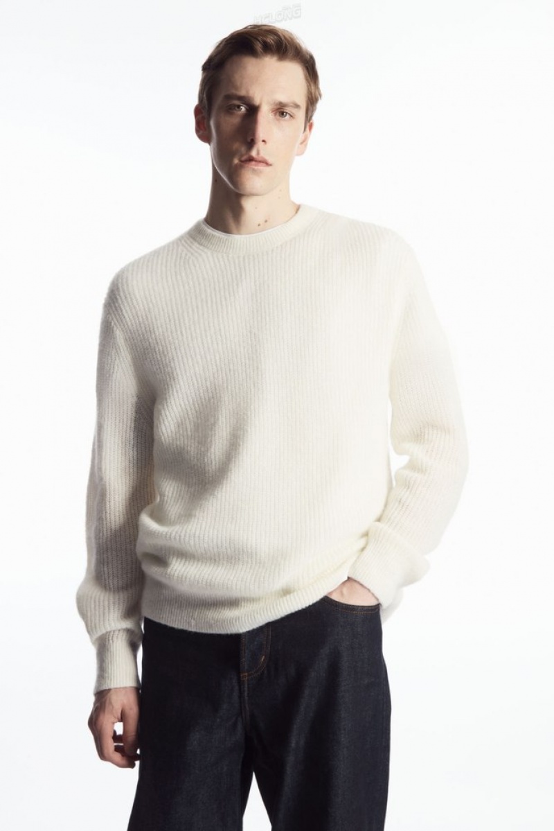 COS Alpaca-Blend Crew-Neck Jumper Off-White | 531294-RLV