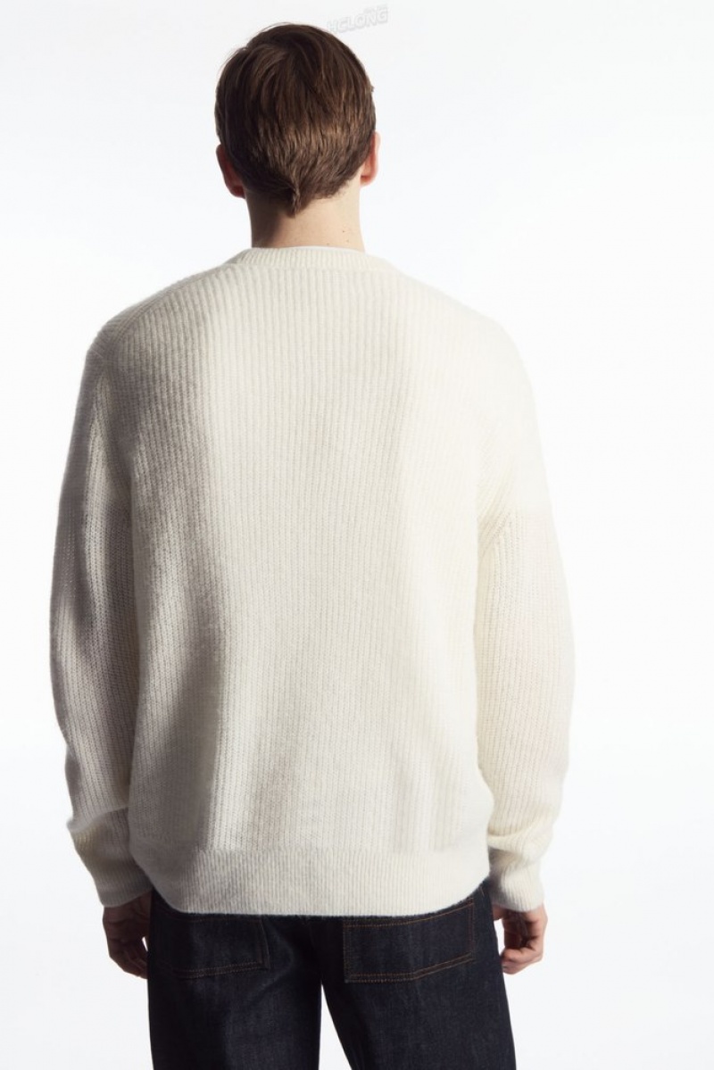 COS Alpaca-Blend Crew-Neck Jumper Off-White | 531294-RLV