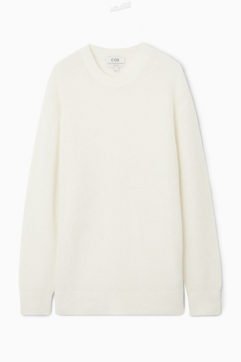 COS Alpaca-Blend Crew-Neck Jumper Off-White | 531294-RLV