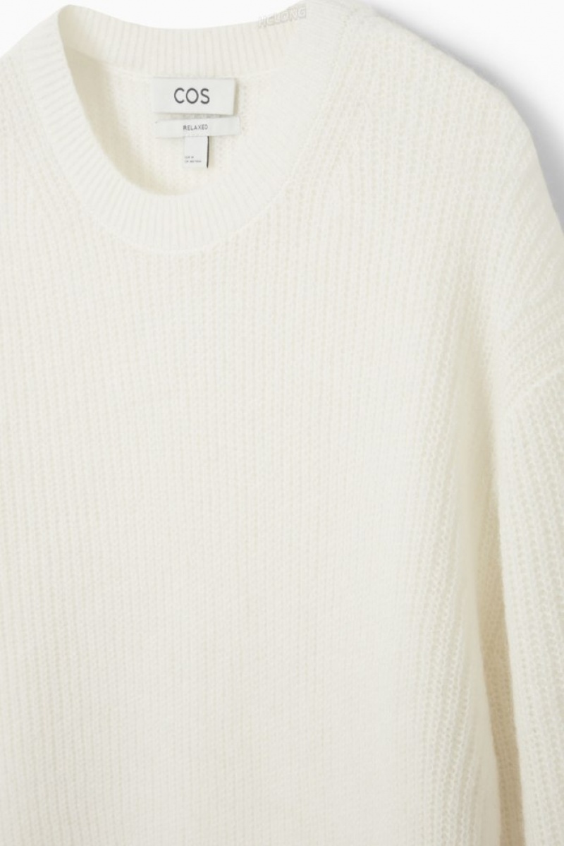 COS Alpaca-Blend Crew-Neck Pull Off-White | 593164-YZP