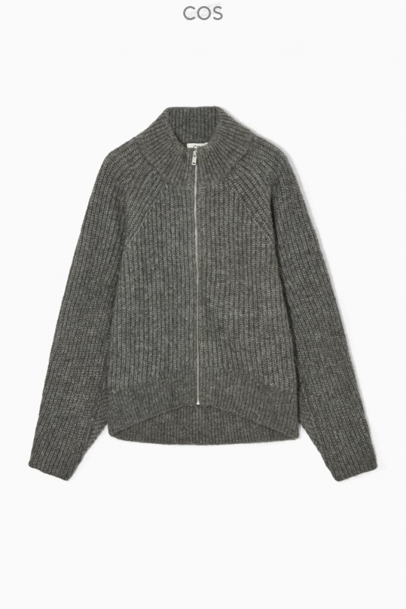 COS Alpaca-Blend Zip-Up Cardigan Noir | 637481-GOK