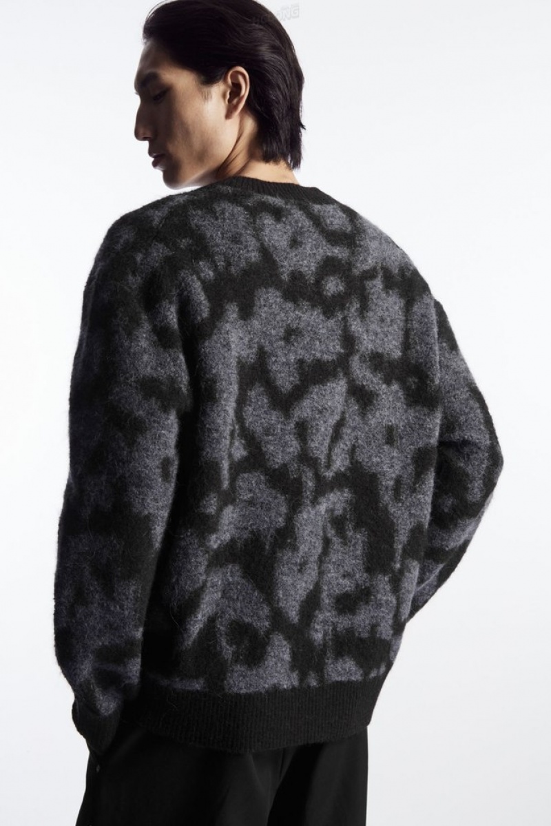 COS Animal-Jacquard Alpaca-Blend Jumper Marron Foncé Grise | 023418-JIM