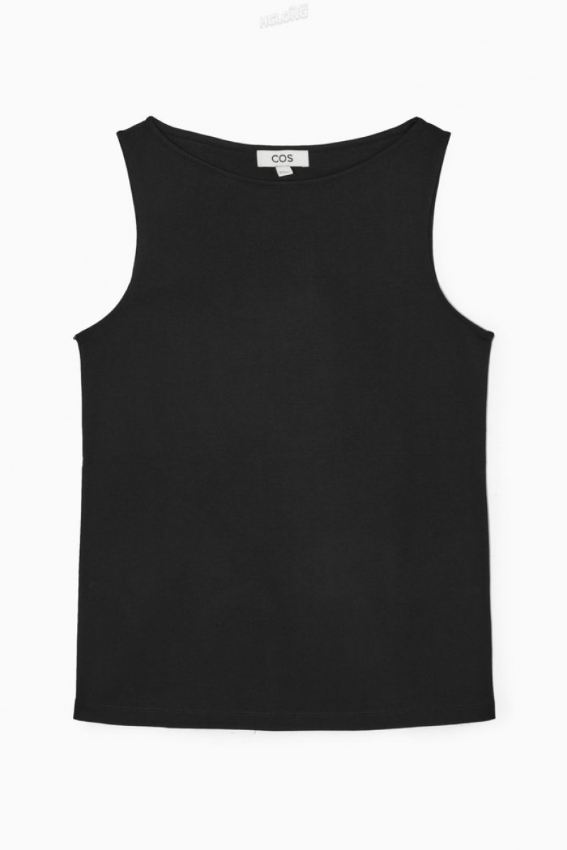 COS Bateau-Neck Tank Top Noir | 659182-UYH