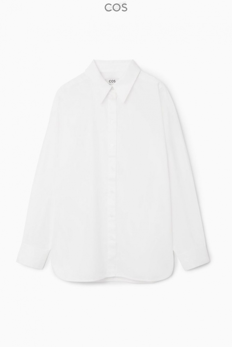 COS Batwing-Sleeve Twill Shirt Blanche | 645923-RFM